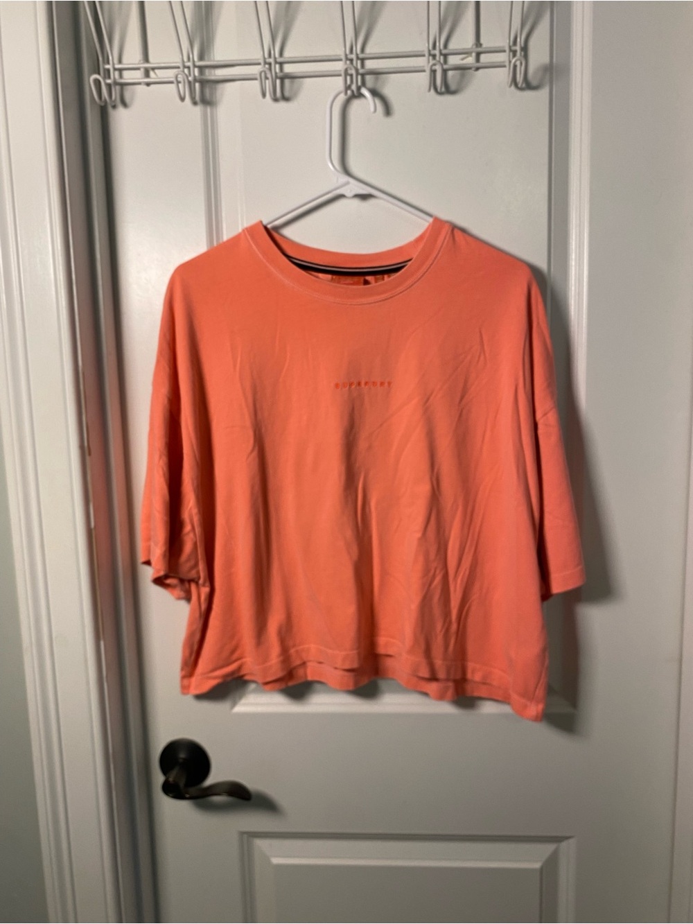 Superdry Oversized Cropped Tee in Coral